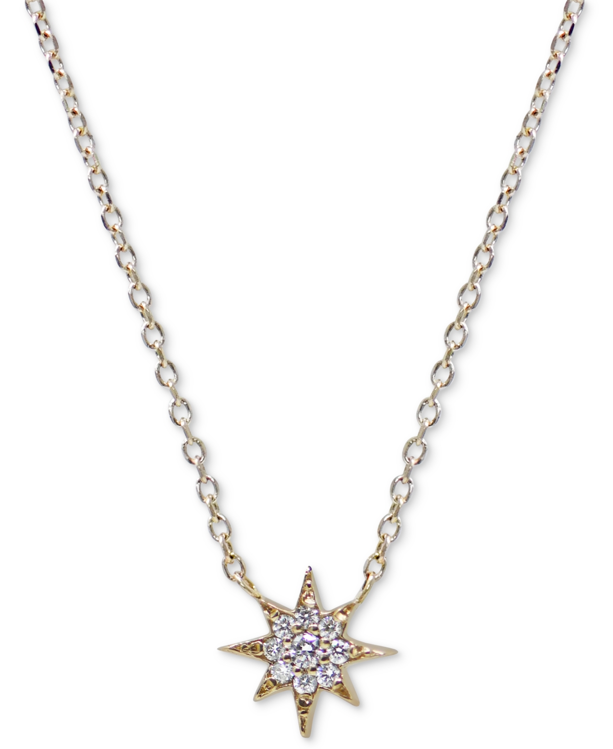 Diamond Cluster North Star Pendant Necklace (1/20 ct. t.w.) in 14k Gold, 16" + 1" extender - Gold