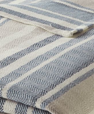 Eddie Bauer Herringbone Stripe Blue Full/Queen Blanket - Macy's