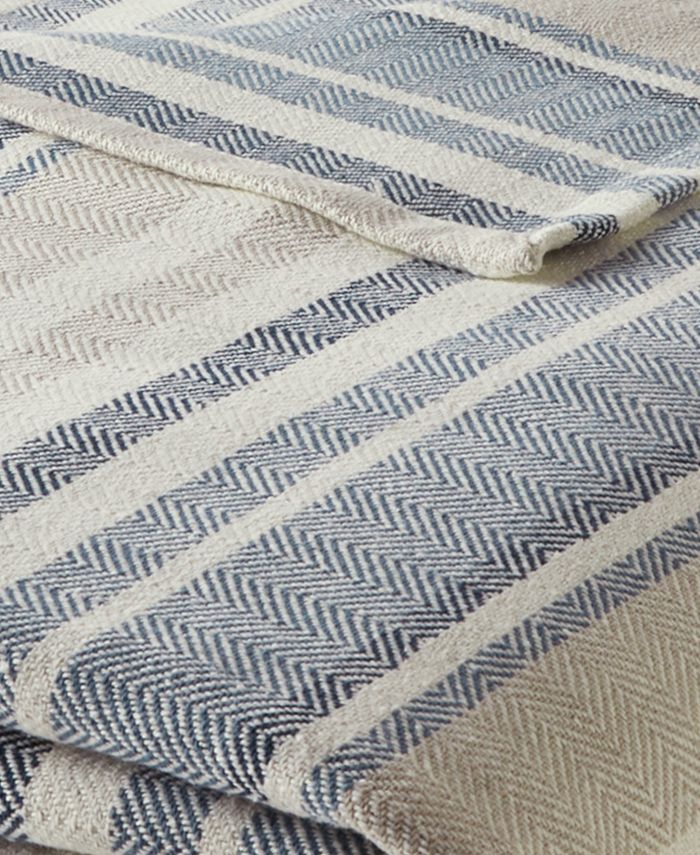 Eddie Bauer Herringbone Stripe Blue Full/Queen Blanket Macy's