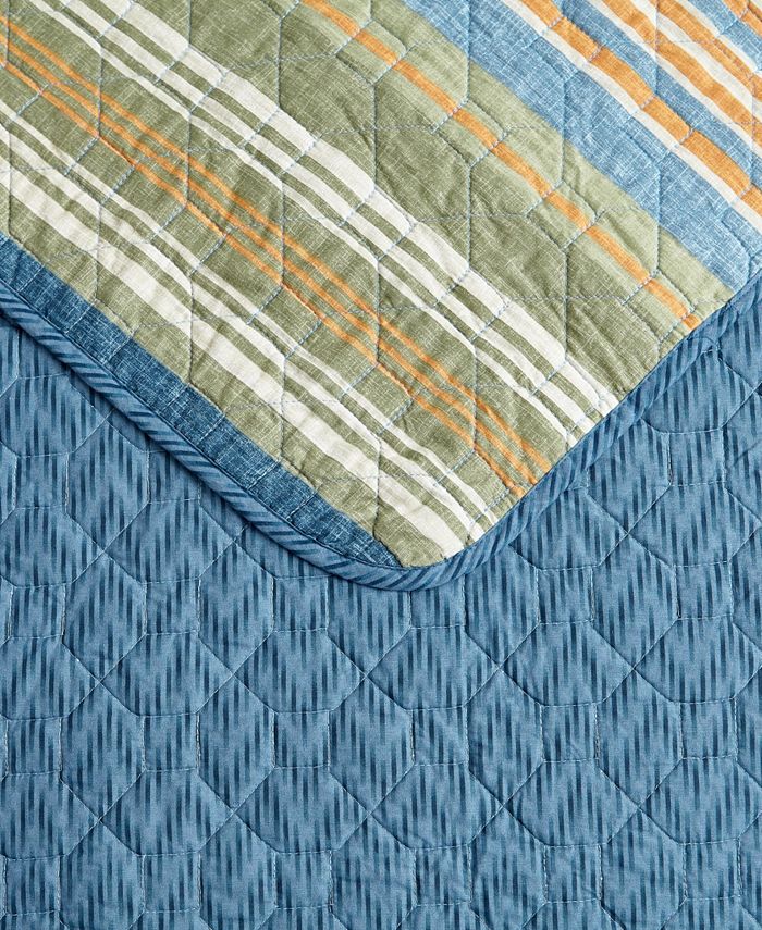 Eddie Bauer Yakima Valley Stripe Persimmon Reversible 3 Pc Quilt Set
