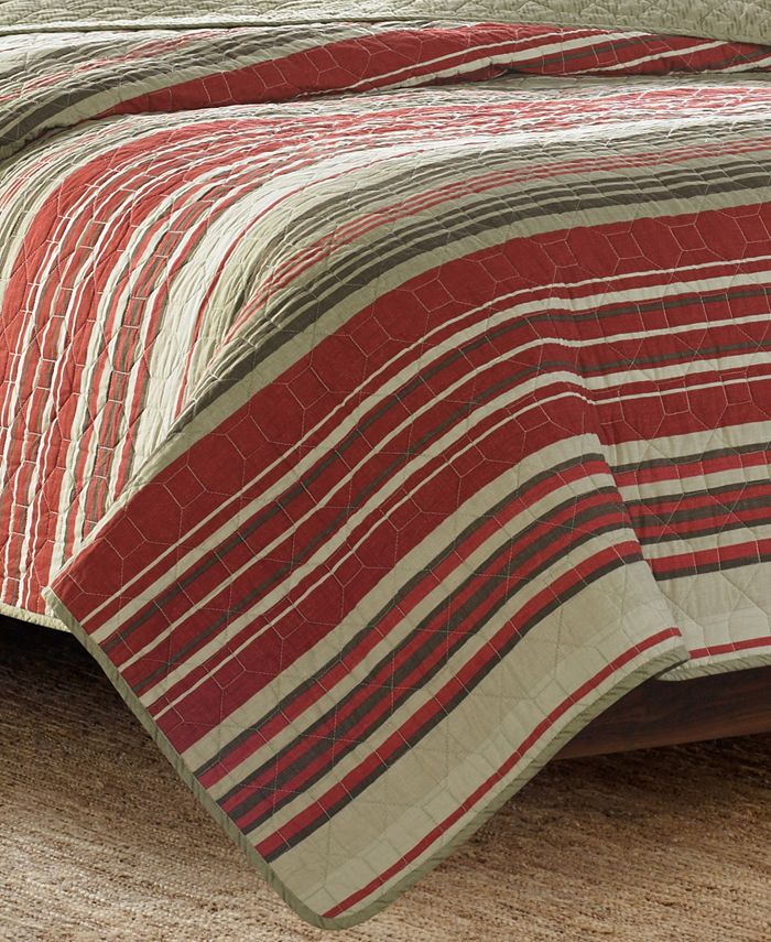 Eddie Bauer Yakima Valley Stripe Red Reversible 2Piece Twin Quilt Set