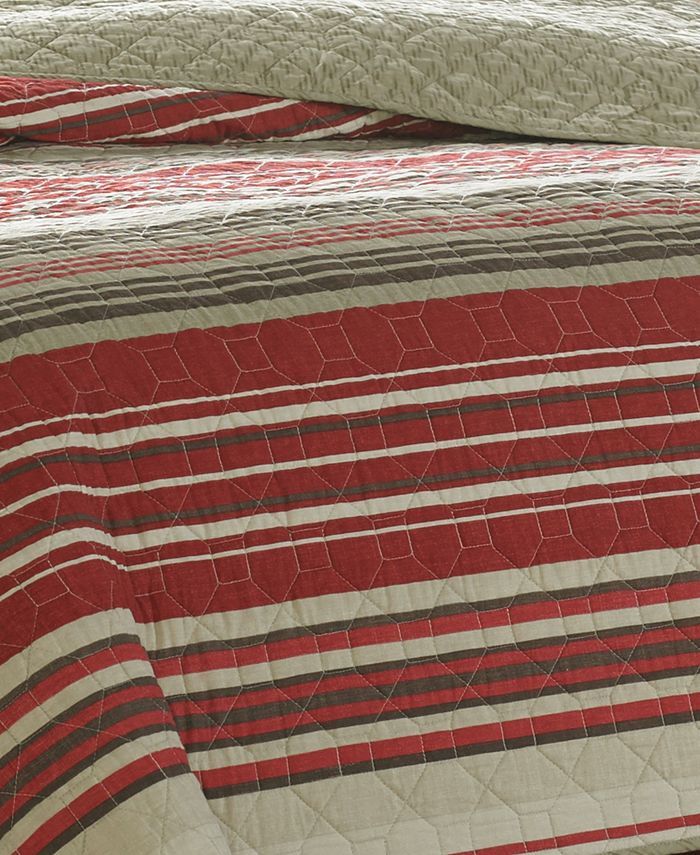 Eddie Bauer Yakima Valley Stripe Reversible 3 Piece Quilt Set, Full