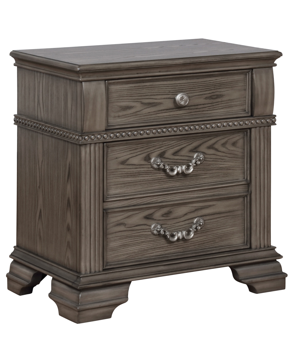 Furniture Of America Hamilton 29" Solid Wood 3-drawer Nightstand With Universal Serial Bus Ports In Gray