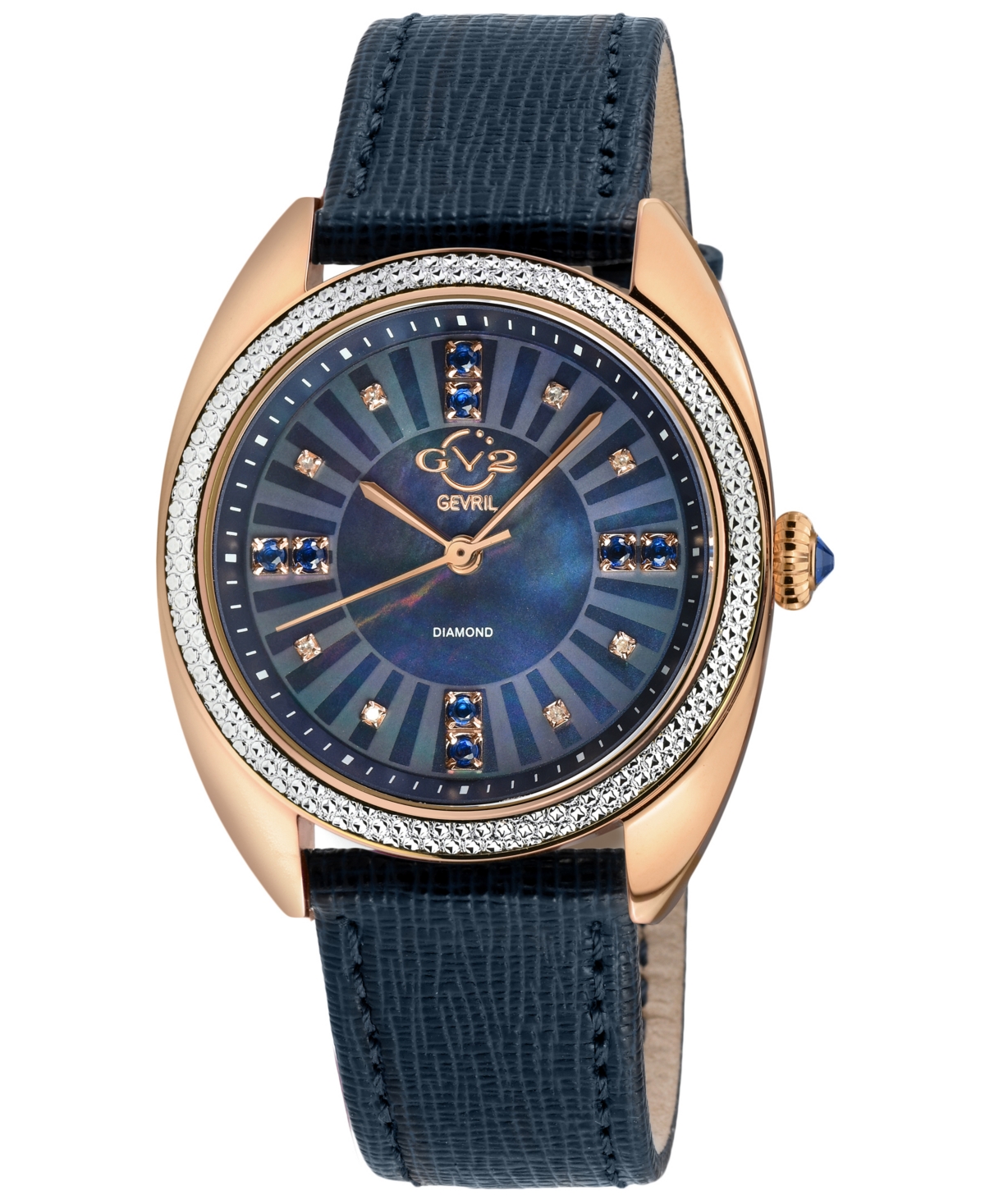 Gv2 By Gevril Women's Palermo Swiss Quartz Blue Leather Watch 35mm In Rose