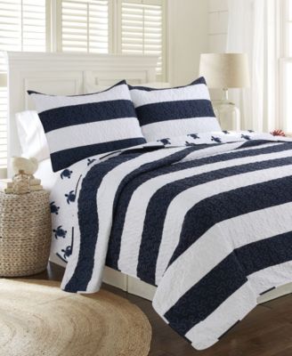 Elise James Home Coastal Turtle Nautical Reversible Quilt Set Collection