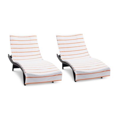 Cotton Terry Lounge Chair Covers, 2-Pack, 30" x 85" with Pocket Design