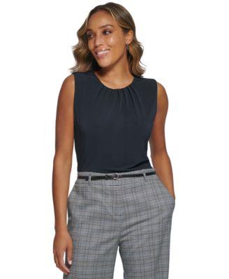 Calvin Klein - Sleeveless Pleated Crewneck Top