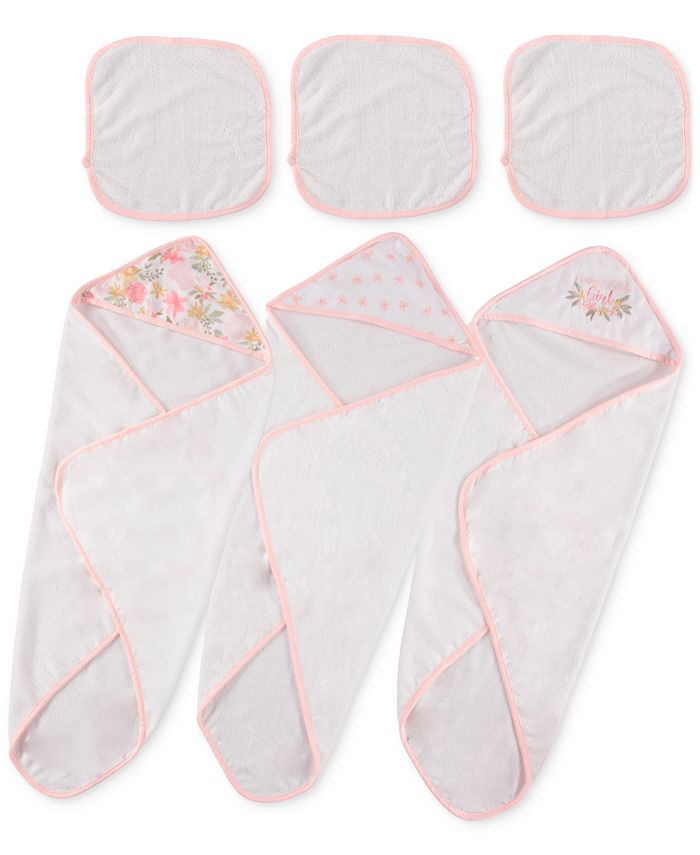 Chickpea Baby Girls Hooded Bath Towel and Washcloth, 6 Piece Set Macy's