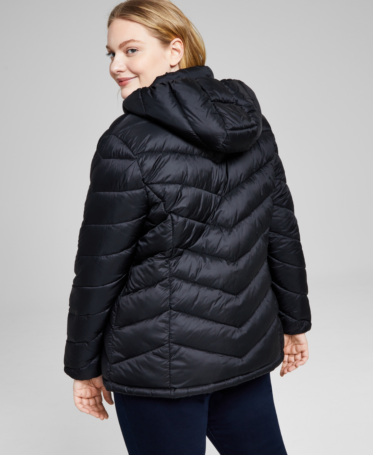 CHARTER CLUB PLUS SIZE PACKABLE HOODED PUFFER COAT, CREATED FOR MACY'S 