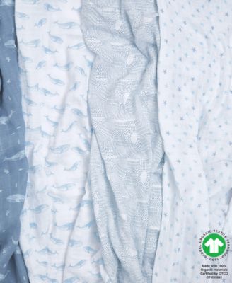 Essentials Oceanic Muslin Swaddles, Pack of 4