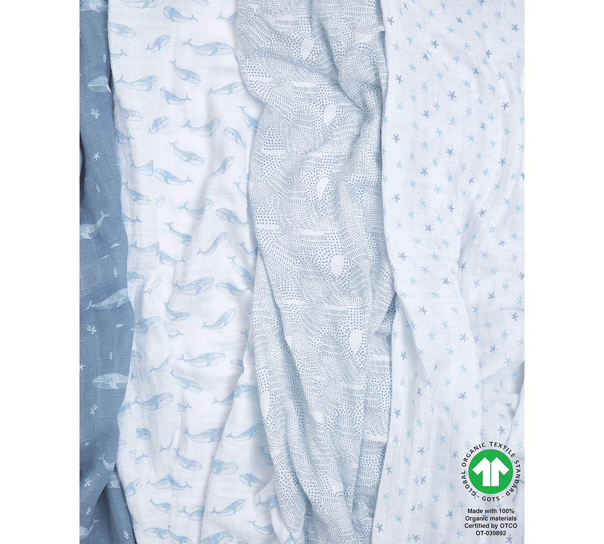Aden By Aden + Anais Essentials Oceanic Muslin Swaddles, Pack Of 4 In Blue