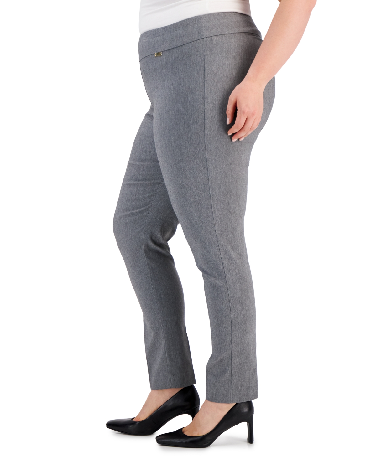 Inc International Concepts Plus Size Bengaline Skinny Pants, Created For Macy's In Mid Heather Grey