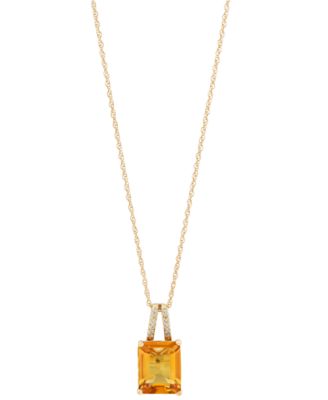 Citrine (3 ct. t.w.) & Diamond Accent 18" Pendant Necklace in 14k Gold (Also available in Garnet and Amethyst)