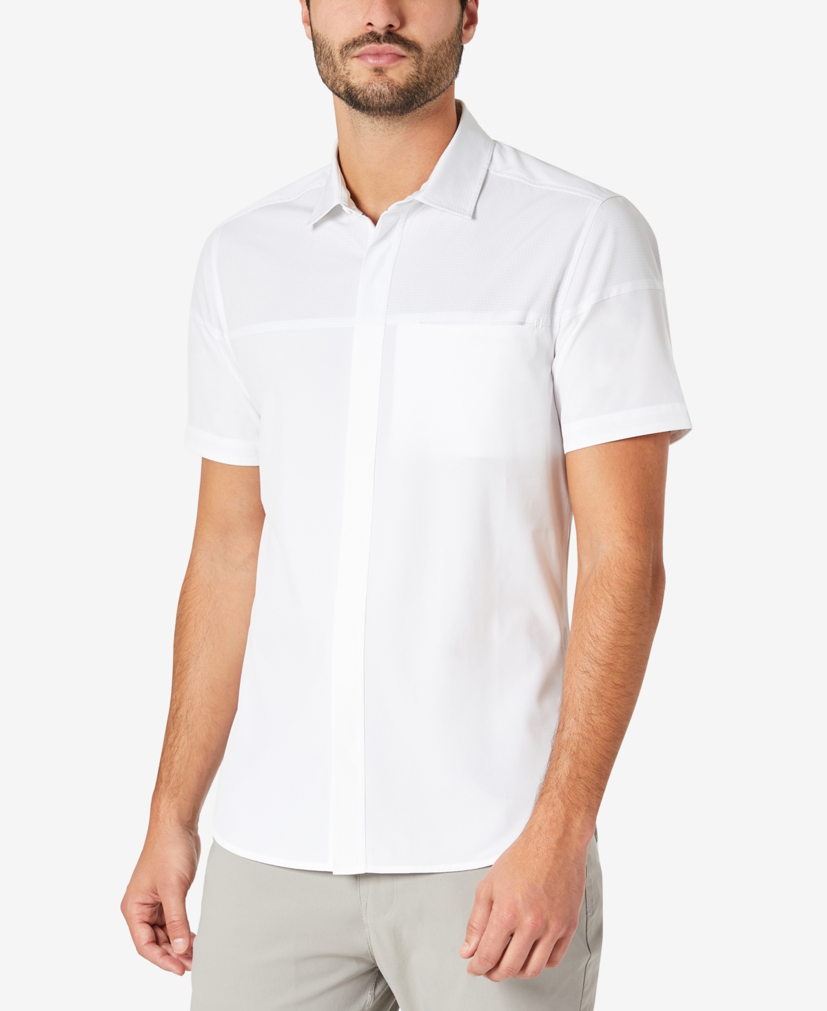 Kenneth Cole Men's Performance Short-sleeve Sportshirt In White