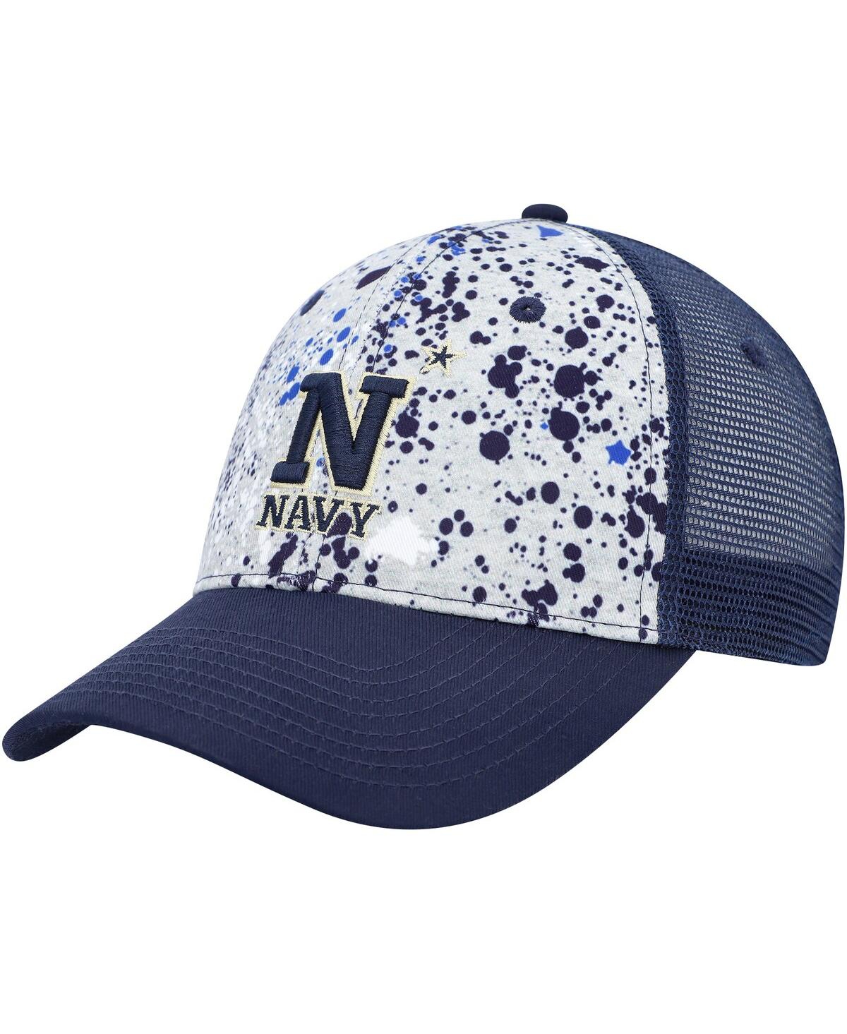 Colosseum Men's  Gray, Navy Navy Midshipmen Love Fern Trucker Snapback Hat In Gray,navy