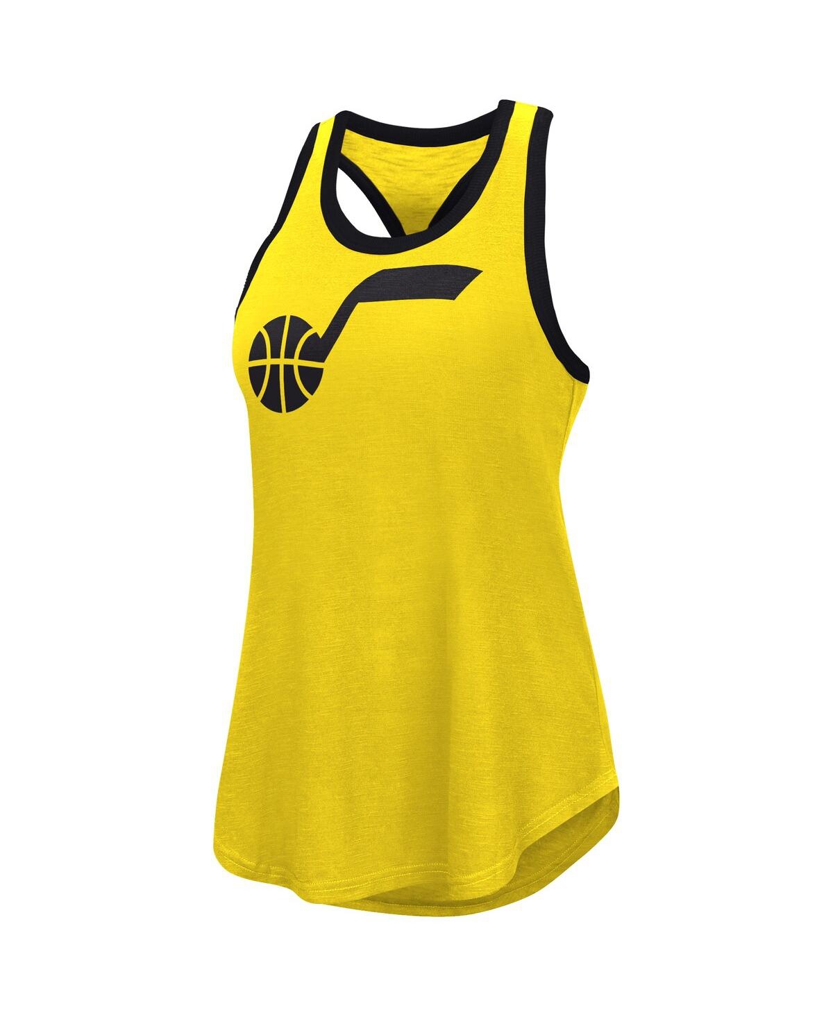 Shop G-iii 4her By Carl Banks Women's  Gold Utah Jazz Showdown Scoop-neck Racerback Tank Top