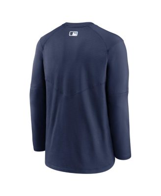 Men's Navy Tampa Bay Rays Authentic Collection Logo Performance Long Sleeve T-shirt