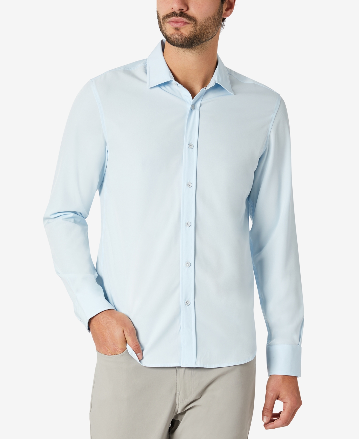 Kenneth Cole Men's Solid Slim Fit Performance Shirt In Light Blue