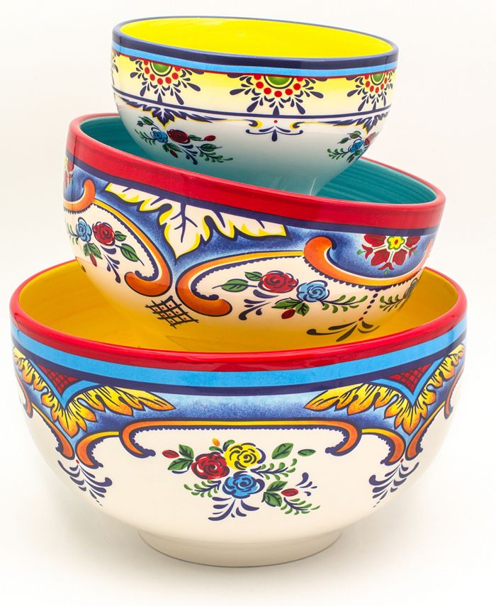 Euro Ceramica Zanzibar 3 Piece Mixing Bowl Set Macy's