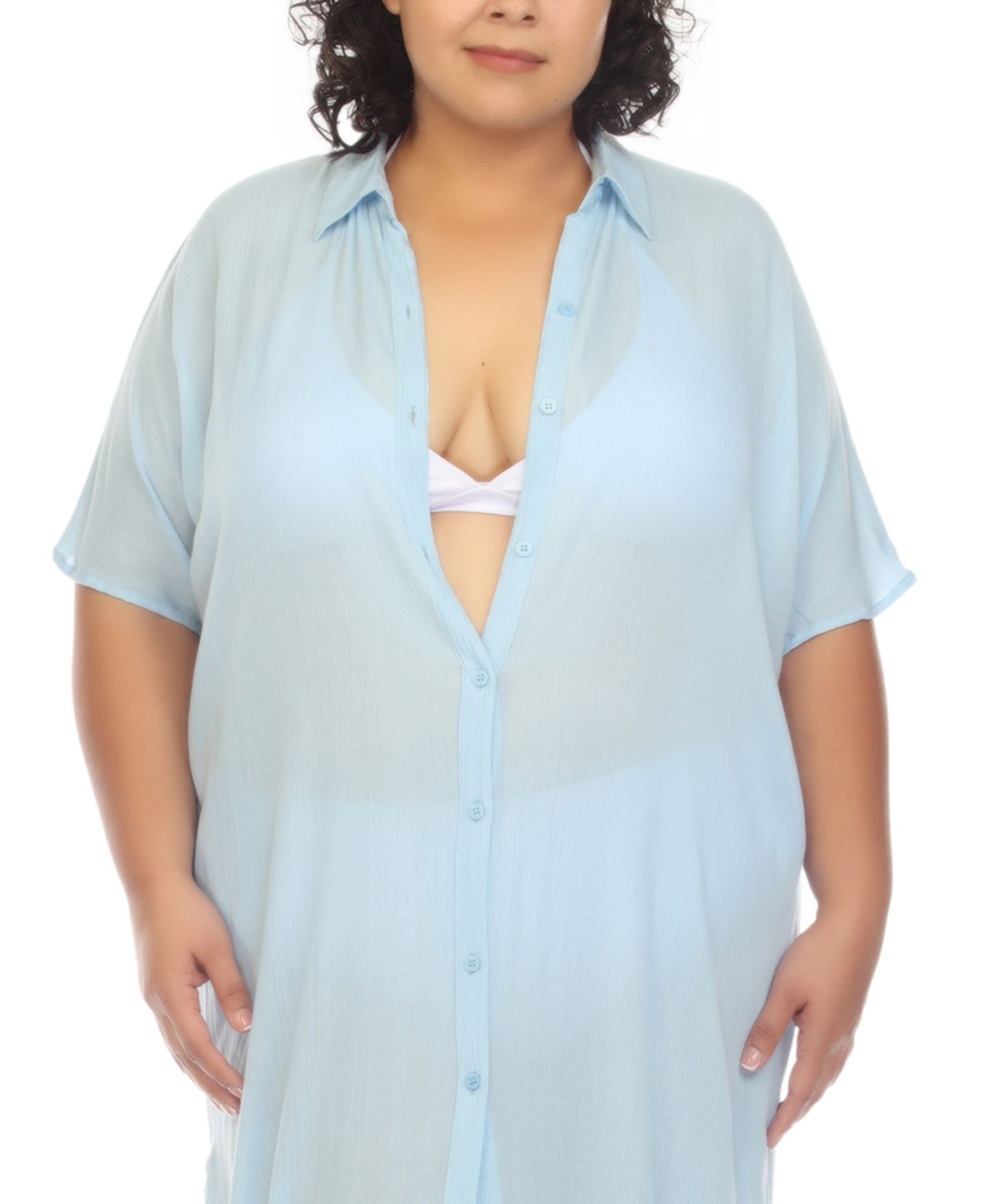 Женское платье Raviya Plus Size Button-Front Cover-Up Maxi, цвет: Шамбре — фото 5