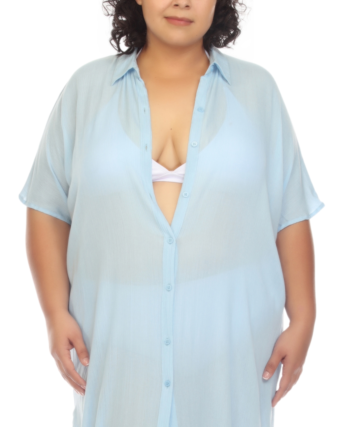 Raviya Plus Button-Front Cover-Up Maxi Dress