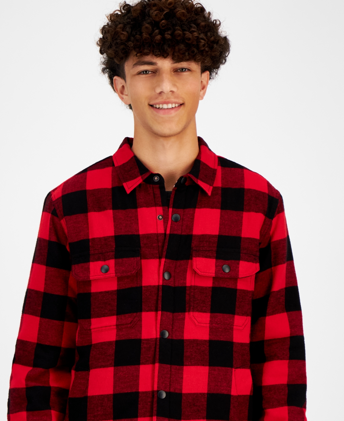 Shop Sun + Stone Men's Carter Plaid Shirt Jacket, Created For Macy's In All Star Red