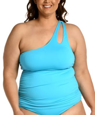 La Blanca - Plus Size Tummy-Control One-Shoulder Tankini Top