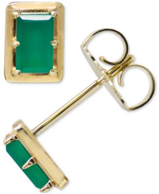 Anzie - Green Onyx Stud Earrings in 14k Gold