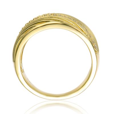 RA 14K Gold Plated Round Cubic Zirconia Wide Cocktails Ring