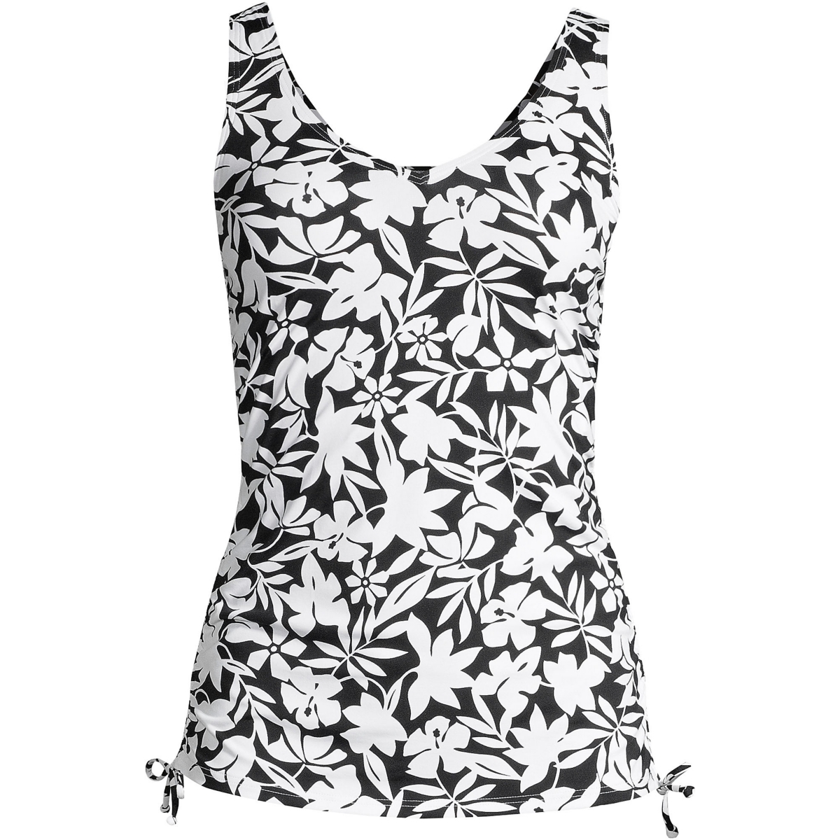 Women's Dd-Cup Adjustable V-neck Underwire Tankini Swimsuit Top Adjustable Straps - Black havana floral