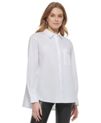 DKNY Women's Oversized Button-Front Shirt - Macy's