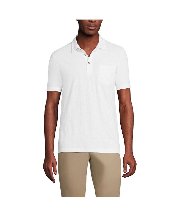 Lands' End Men's Short Sleeve Slub Pocket Polo Shirt Macy's