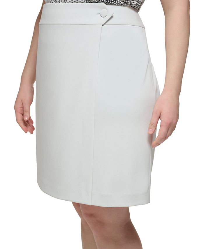 Calvin Klein Plus Size Scuba-Crepe A-Line Wrap Skirt - Macy's