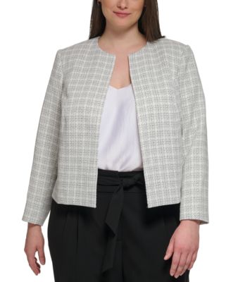 Calvin Klein - Plus Size Open-Front Cropped Blazer
