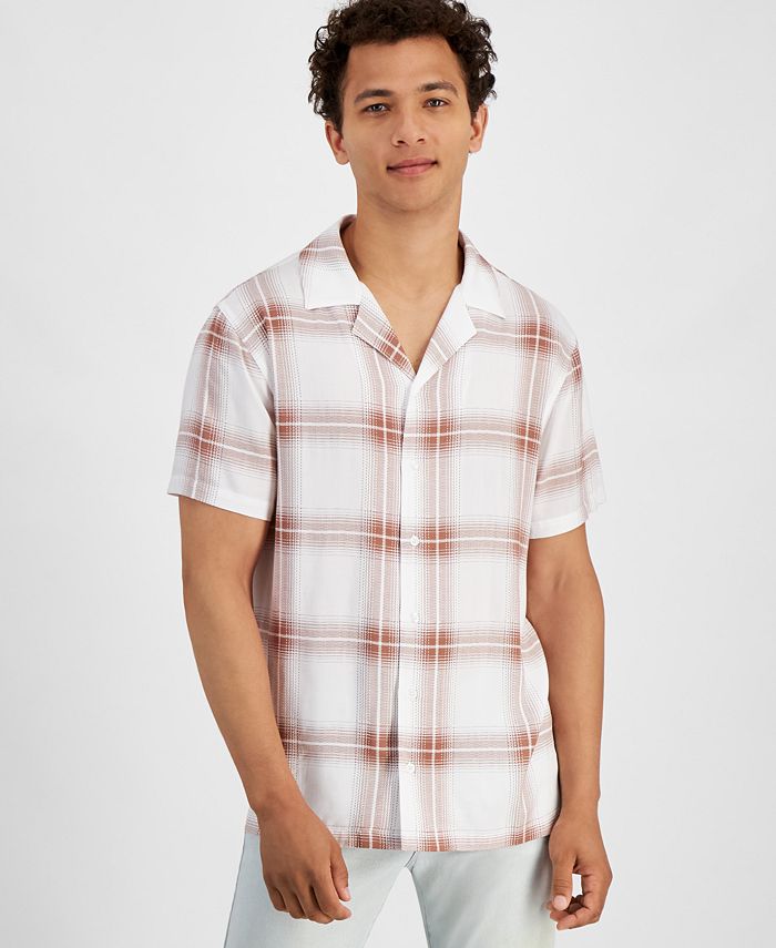 And Now This Men's RegularFit Plaid ButtonDown Camp Shirt, Created