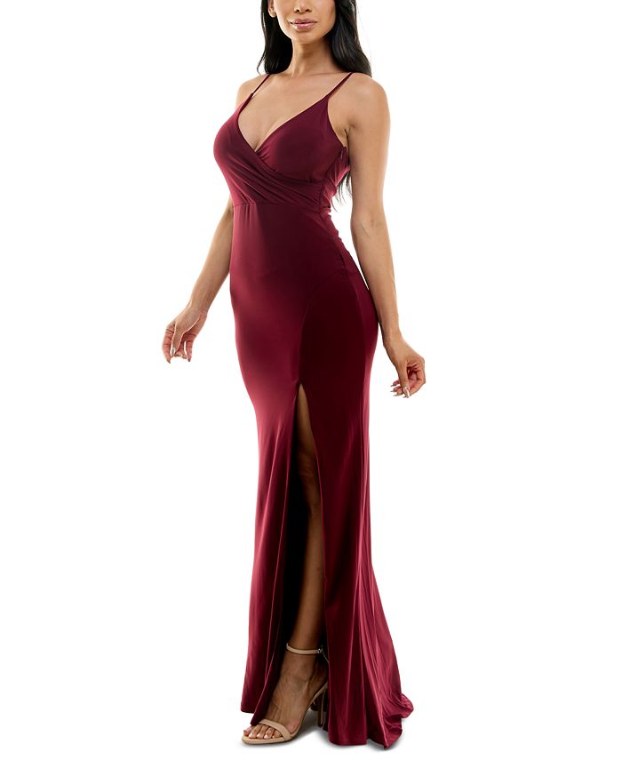Jump Juniors' Side-Slit Low-Back Jersey Gown - Macy's