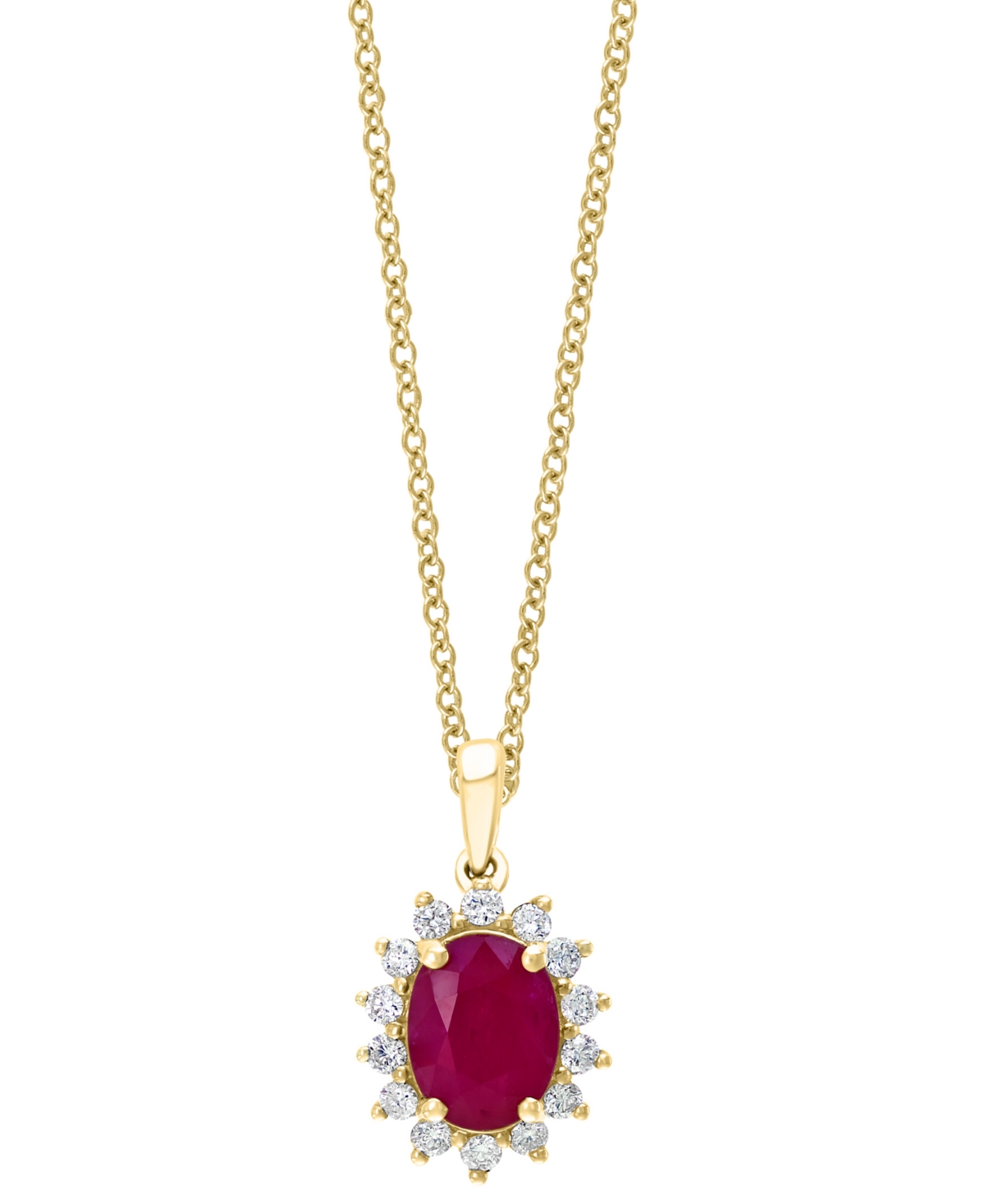 Effy Collection Effy Ruby (1-7/8 Ct. T.w.) & Diamond (1/3 Ct. T.w.) Halo 18" Pendant Necklace In 14k Gold