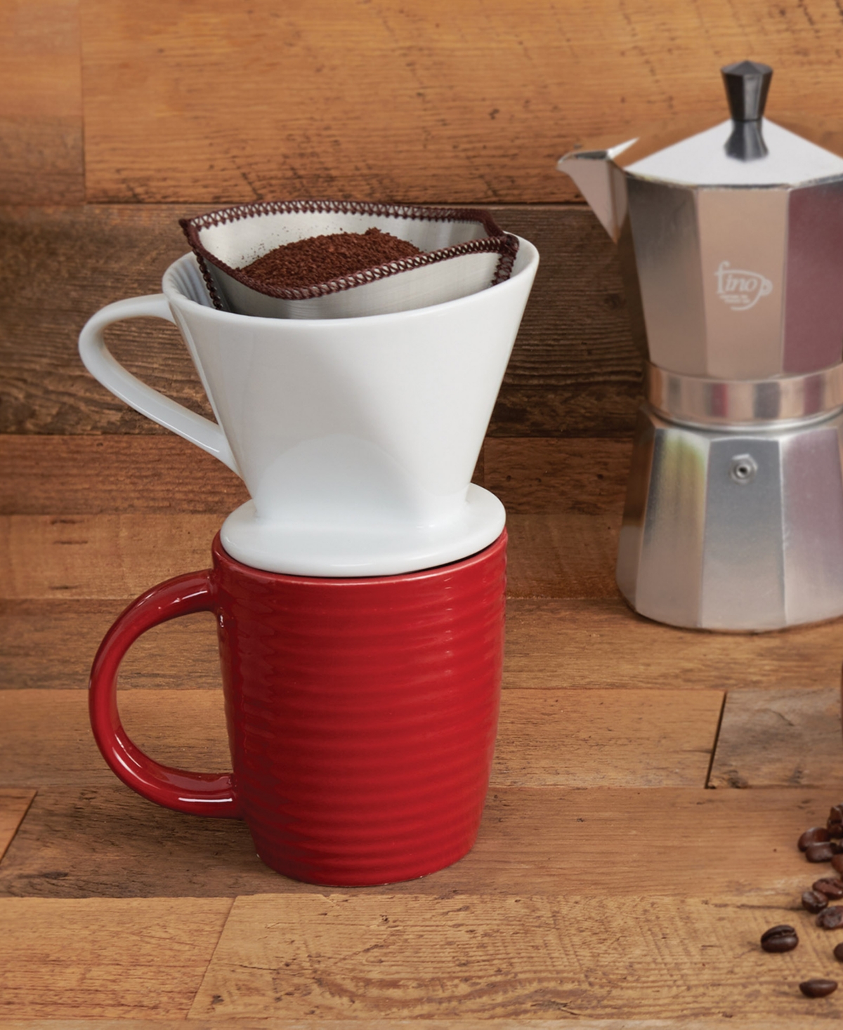 Fino Number 2-Size Filter Cone and Flexible Mesh Coffee Filter, Brews 2 to 6-Servings