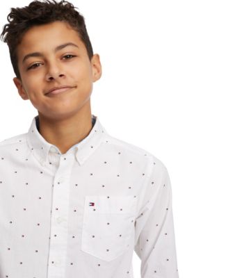 Toddler and Little Boys Fred All Over Print Button-Down Shirt