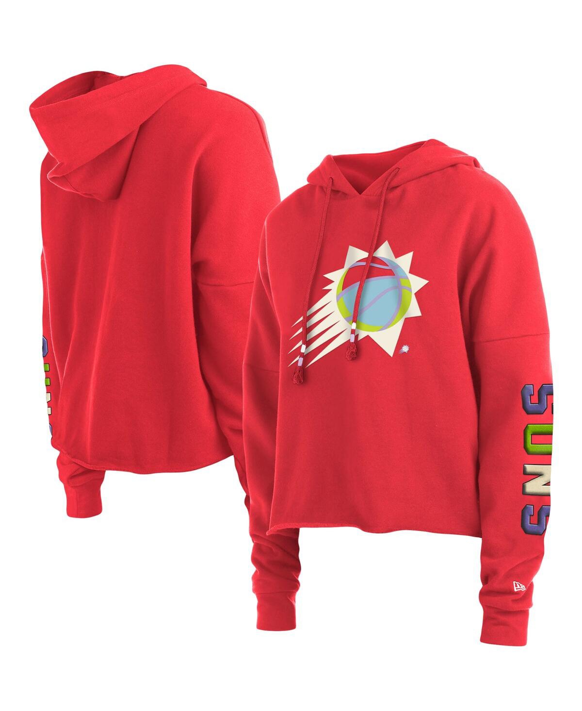 Shop New Era Women's  Red Phoenix Suns Color Pack Cropped Top Pullover Hoodie