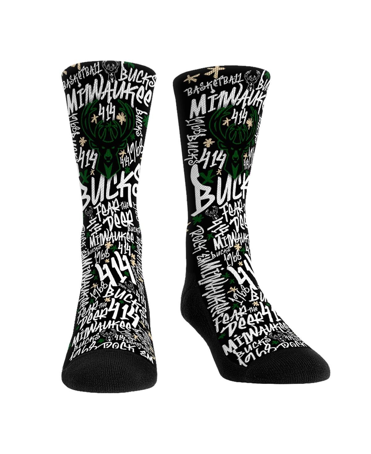 Rock 'em Men's And Women's  Socks Milwaukee Bucks Graffiti Crew Socks In Multi