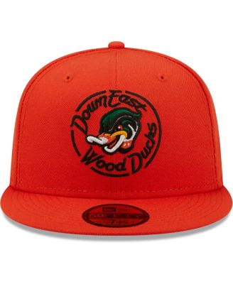 New Era Men's Orange Down East Wood Ducks Authentic Collection 59FIFTY Fitted Hat