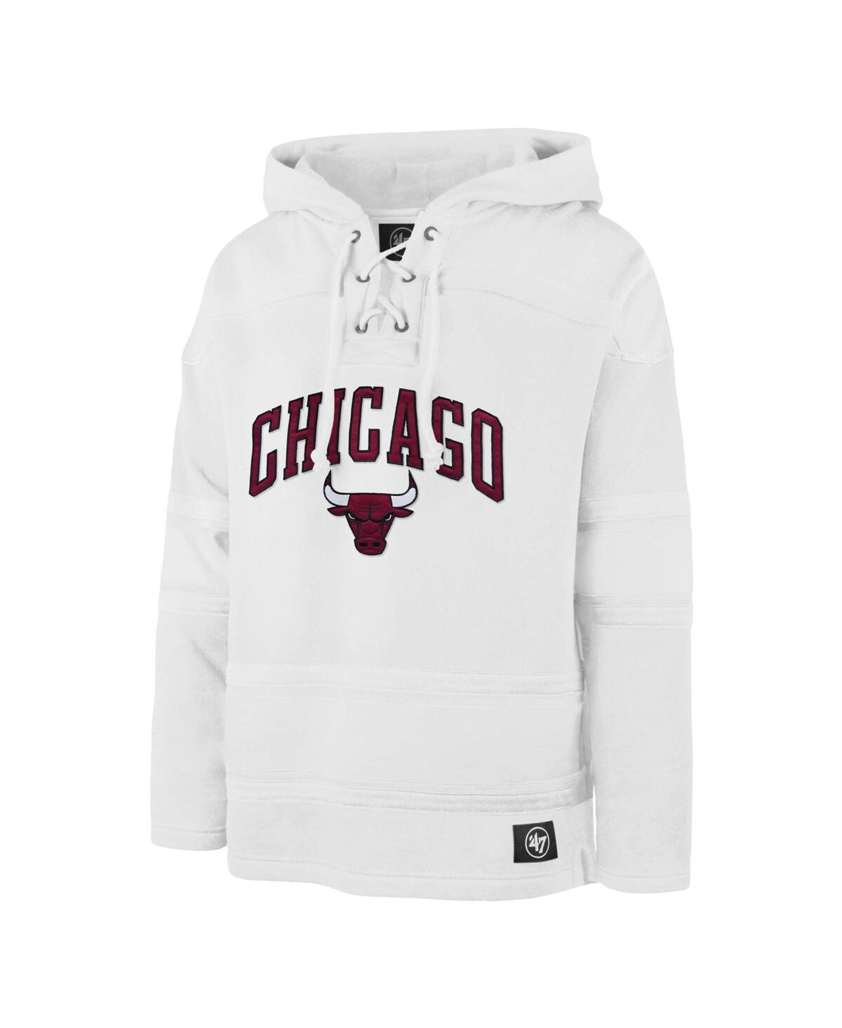 Men's '47 BrandChicago Bulls 2022/23 Pregame Mvp Lacer Pullover Hoodie - City Edition - White