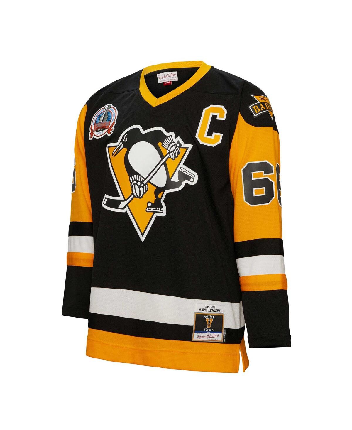 Men's Mitchell & Ness Mario LemieuxPittsburgh Penguins 1991 Blue Line Player Jersey - Black