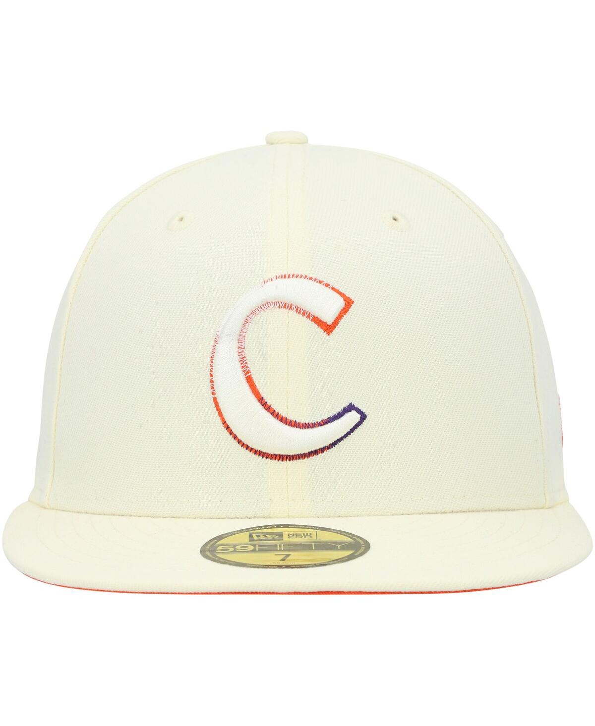 Men's New EraClemson Tigers Chrome Color Dim 59FIFTY Fitted Hat - White