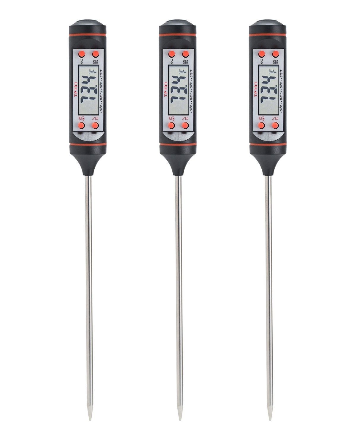 3 Pack Instant Read Digital Food Thermometer - Black