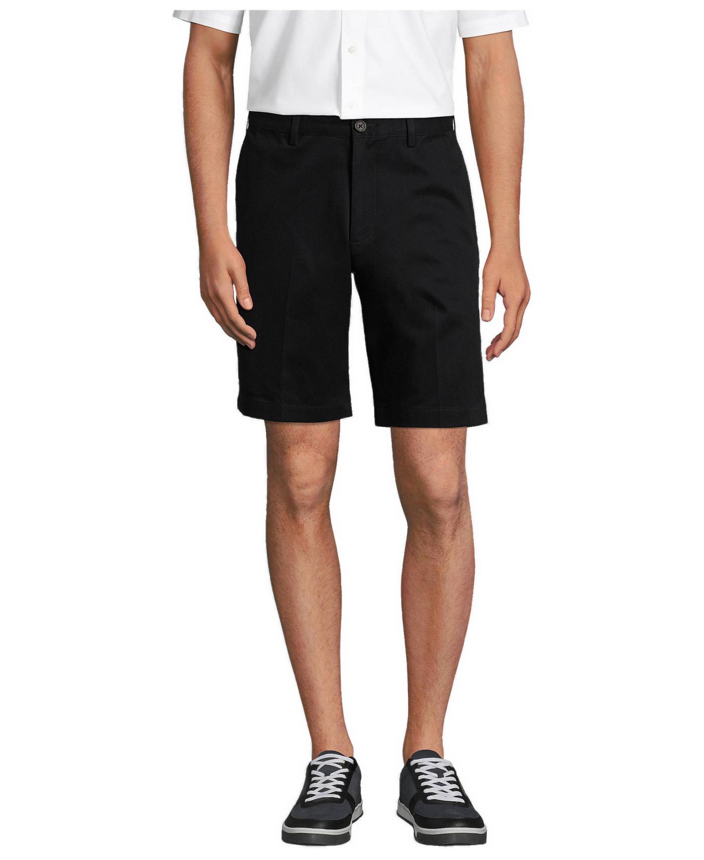 Мужские шорты Lands' End No Iron 9" Comfort Waist Plain Front Chino Short, цвет: Чёрный — фото 14