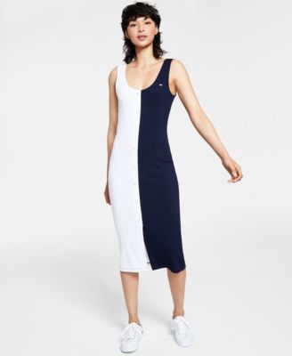 Tommy Jeans - Women's Colorblocked Faux-Button Midi Dress