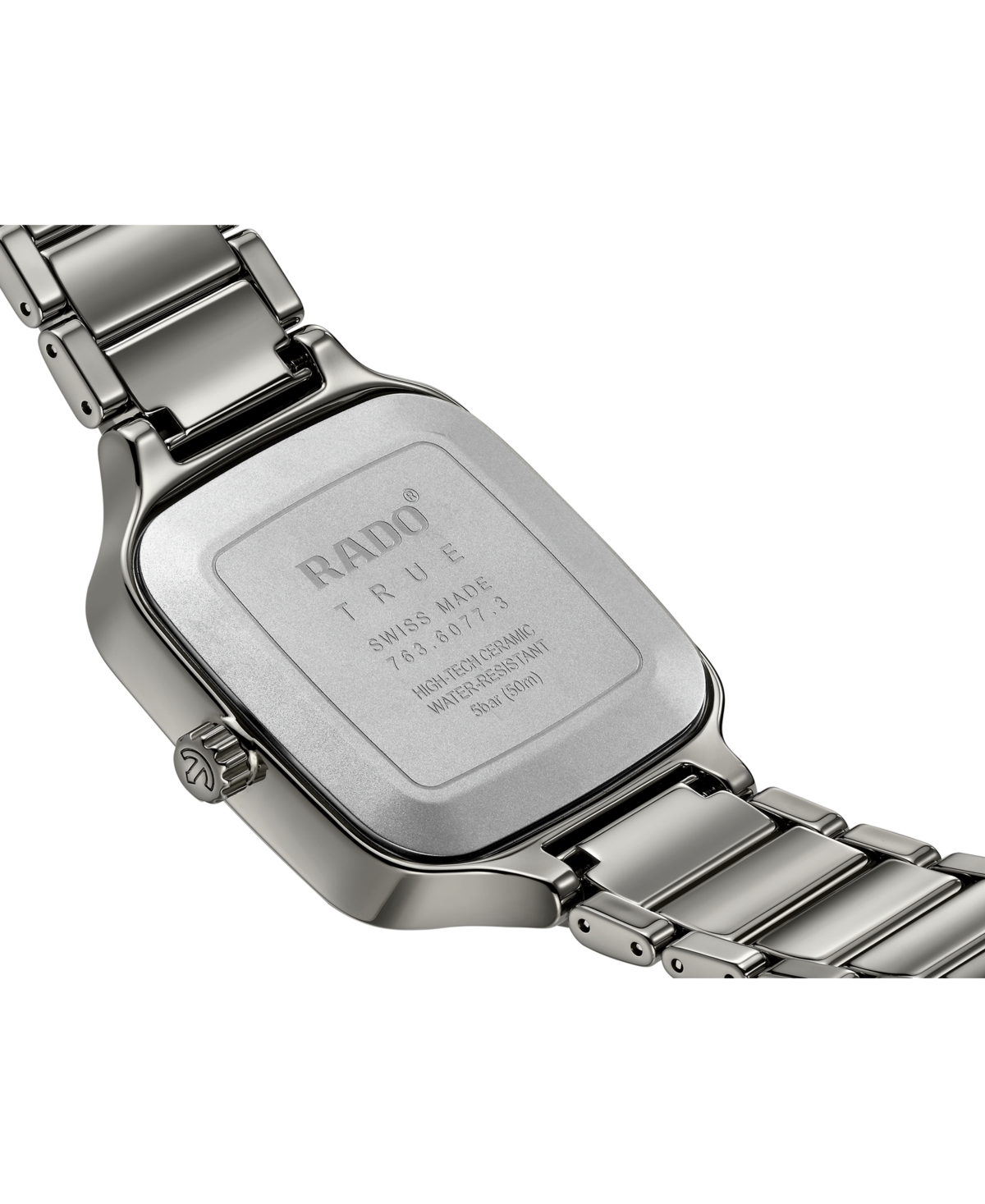 Shop Rado Unisex Swiss Automatic True Square Gray High-tech Ceramic Bracelet Watch 38mm In Plasma