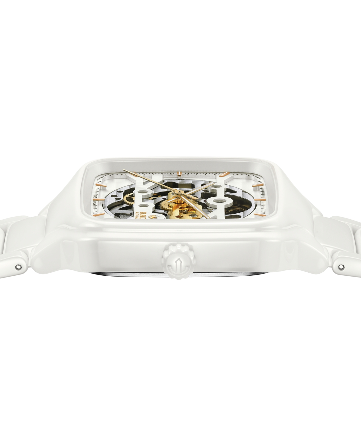 Rado Unisex Swiss Automatic True Square Skeleton White High-tech Ceramic Bracelet Watch 38mm In White